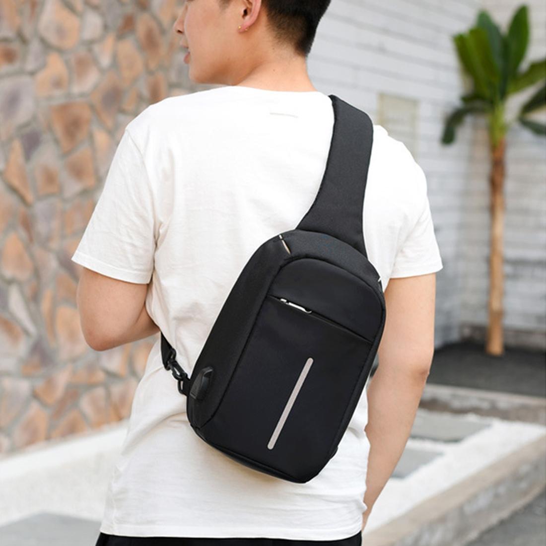 Portable Anti Theft Chest Bag With Usb Charging For Outdoor Sports Men / Women - Grey 10