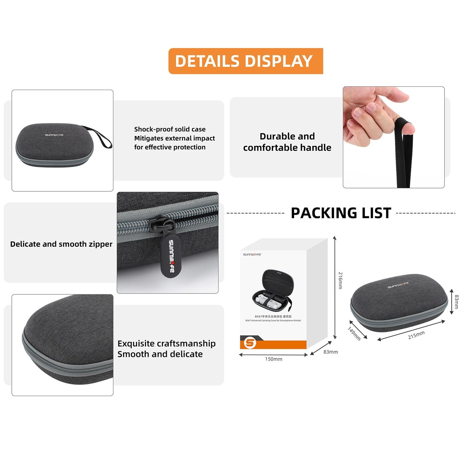 Compact Storage Bag for Insta360 Flow Zhiyun and Feiyu 8