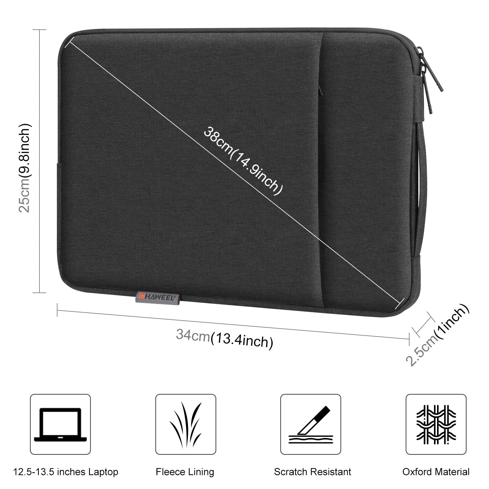 12.5-13.5 Inch Laptop Sleeve Briefcase with Zipper and Handle - Grey 3