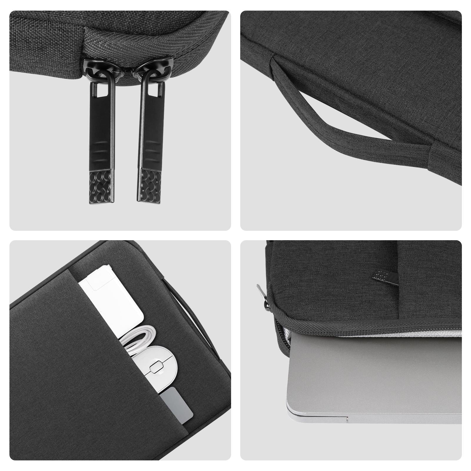 12.5-13.5 Inch Laptop Sleeve Briefcase with Zipper and Handle - Grey 4