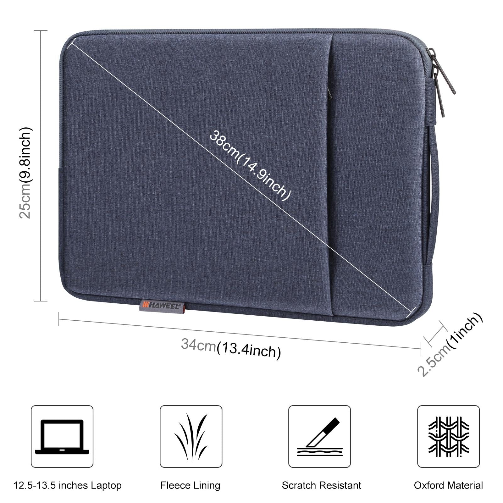 12.5-13.5 Inch Laptop Sleeve Briefcase with Zipper and Handle - Grey 12
