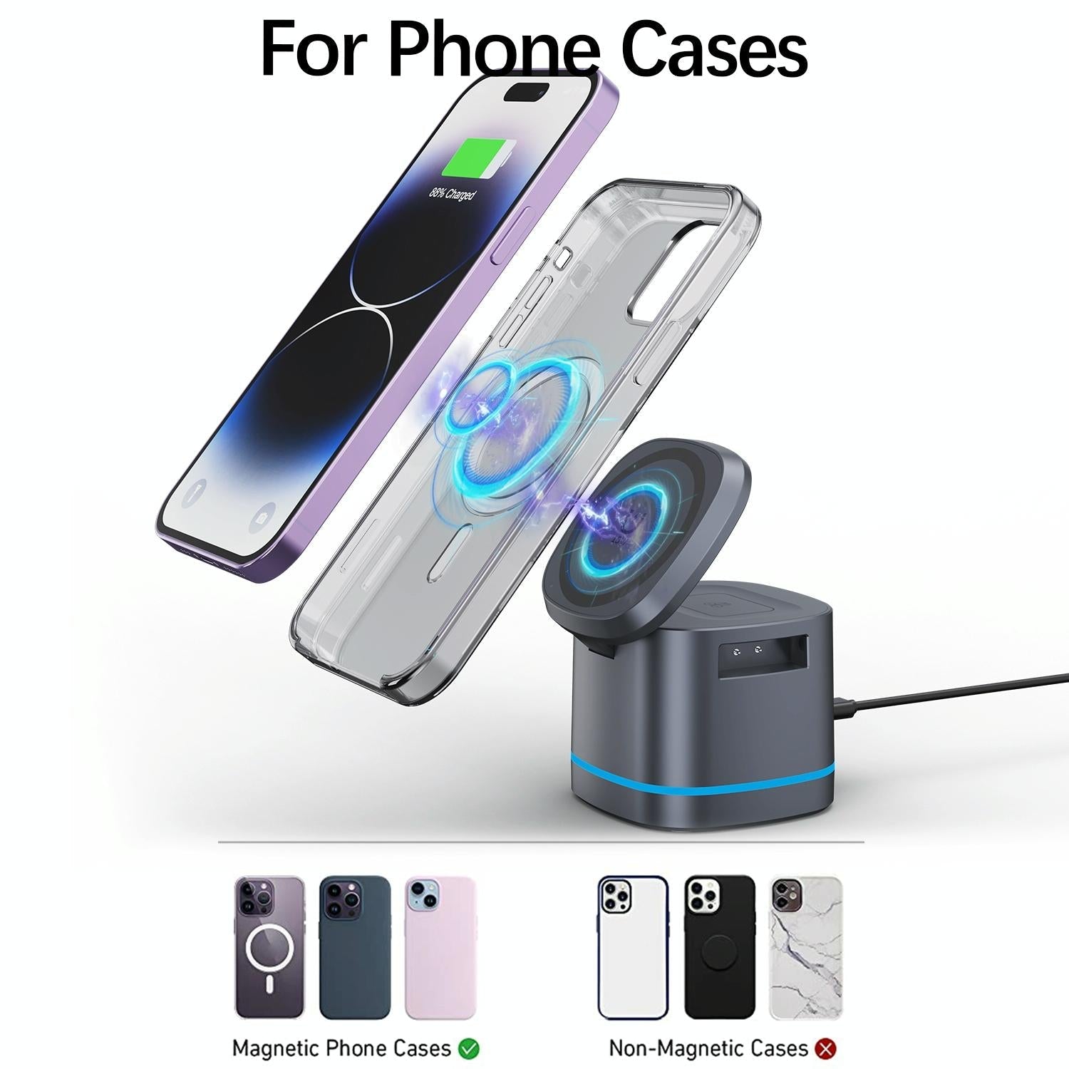 15W 3 In 1 Magnetic Wireless Charger - Grey 9