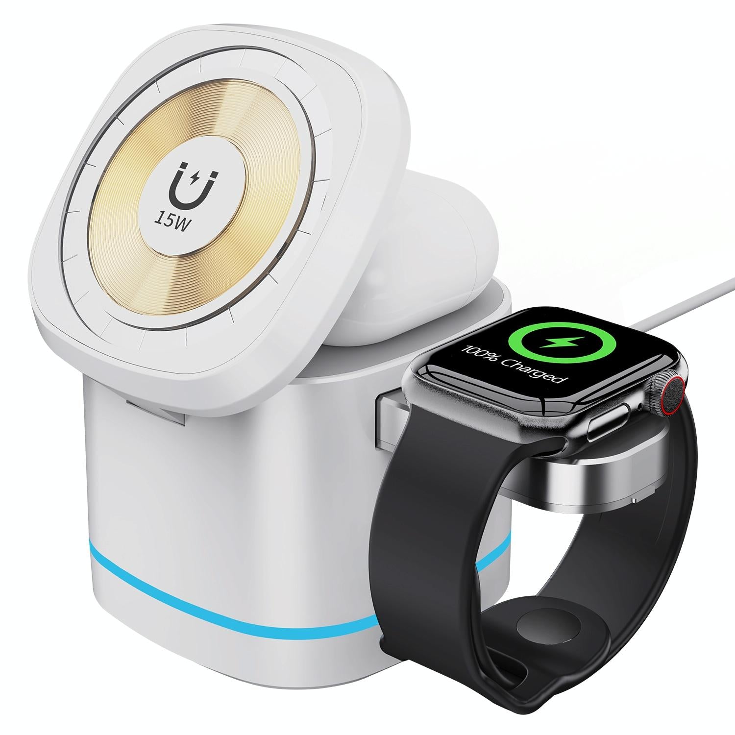 15W 3 In 1 Magnetic Wireless Charger - Grey 14