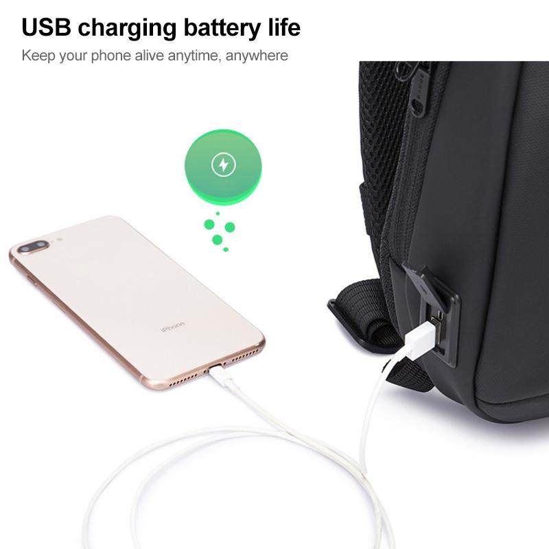 Waterproof Men Crossbody Chest Bag Usb Port 34 X 19 X 6Cm - Grey 7