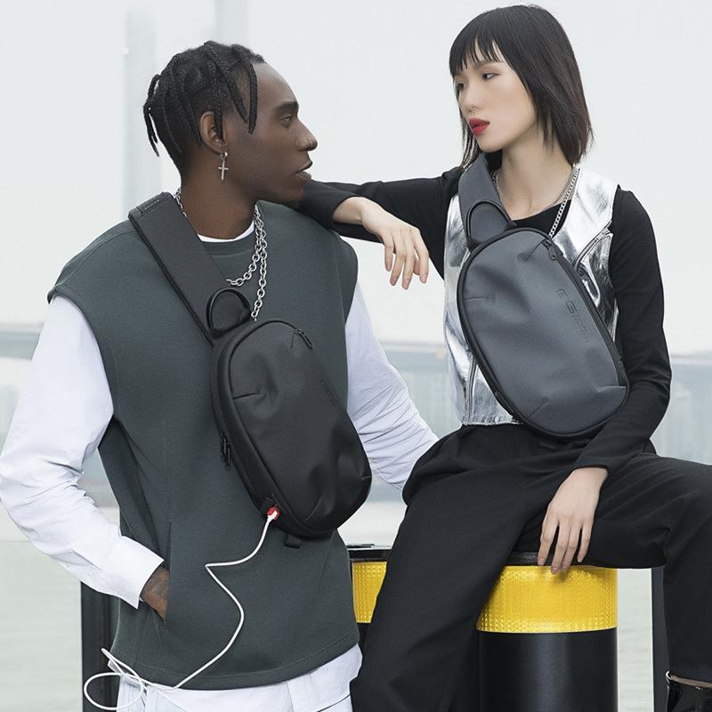 Waterproof Men Crossbody Chest Bag Usb Port 34 X 19 X 6Cm - Grey 8