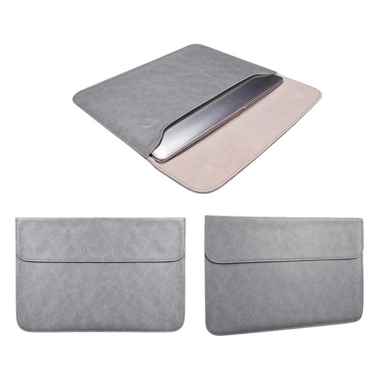 Horizontal Magnetic Leather Laptop Inner Bag - Invisible Buckle - Grey 6