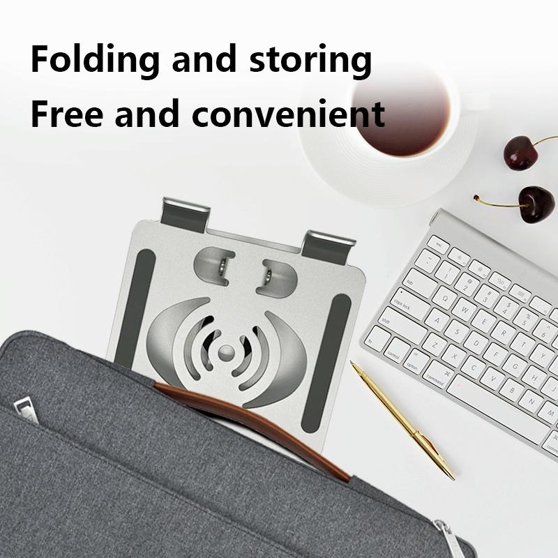 Foldable Rotating Laptop / Tablet Stand - Aluminum Alloy - Grey 7