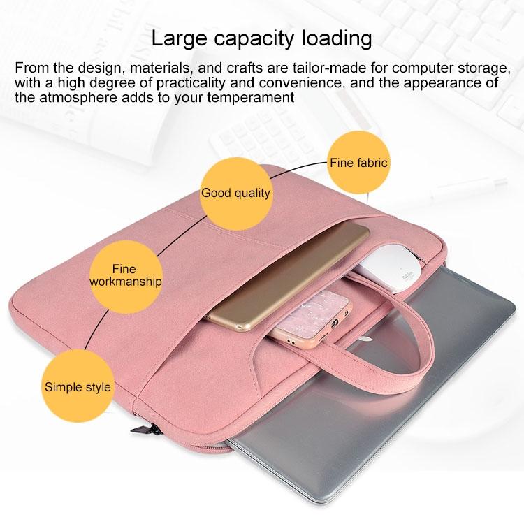 Waterproof Portable One-shoulder Handbag for 14.1 Laptops with Magic Stick & Suitcase Belt - Pu Leather Zipper Hidden Strap - Light Grey 11