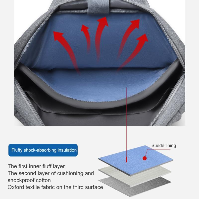 Portable 15 Inch Laptop Leather Handbag For Business Briefcase - Light Grey 7