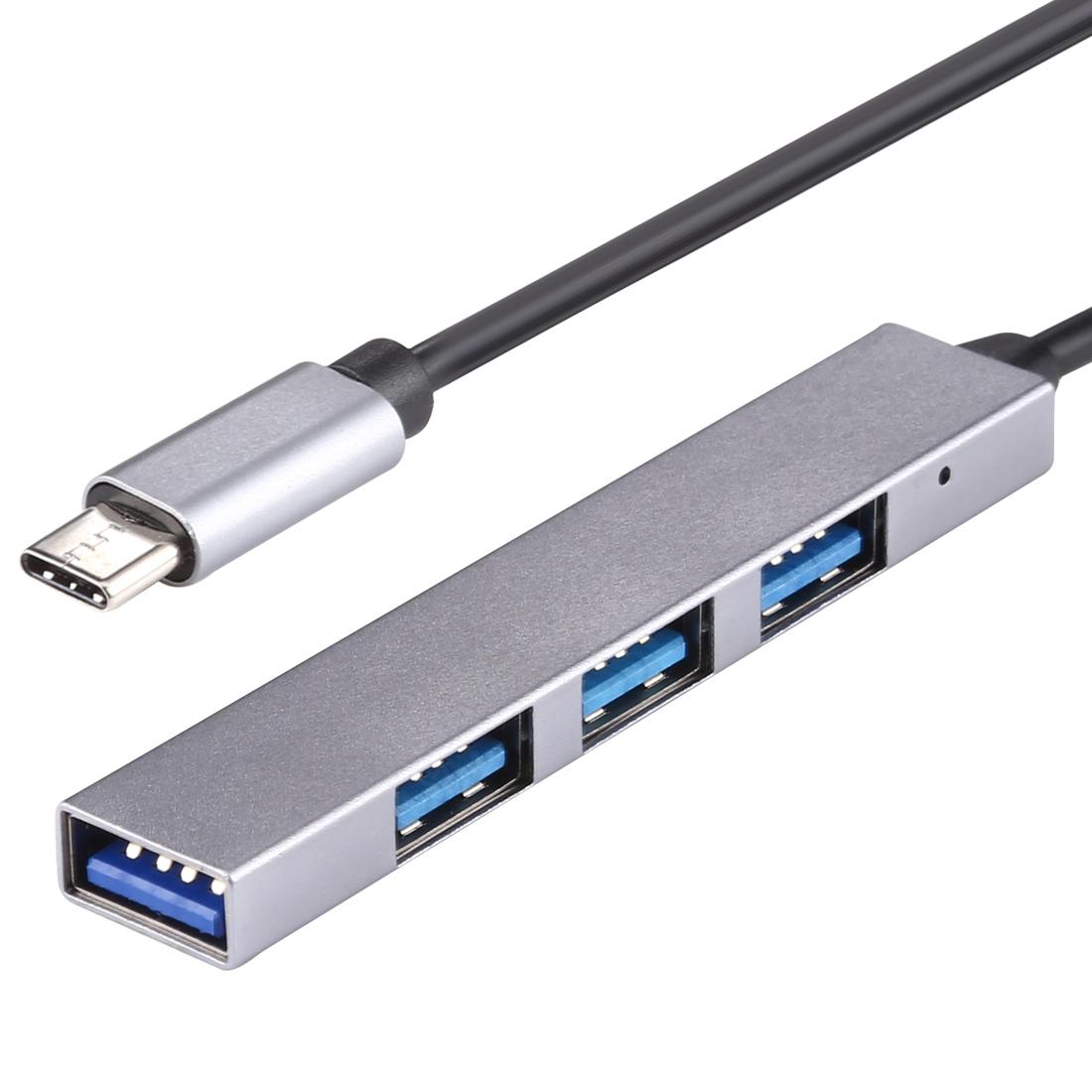 4-Port Usb-C Hub Adapter With Usb 3.0 - Silver Grey 10