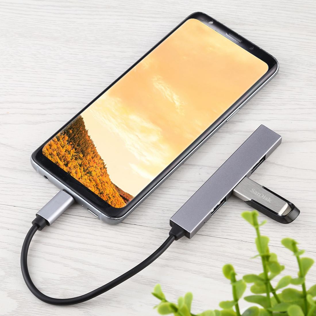4-Port Usb-C Hub Adapter With Usb 3.0 - Silver Grey 12