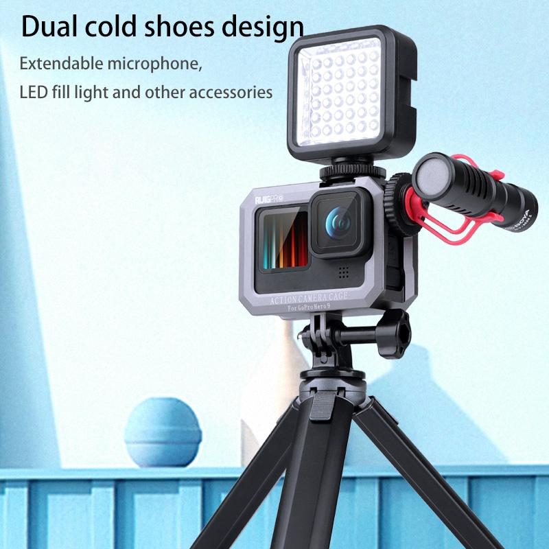 Metal Border Frame Mount for Gopro Hero10 / 9 with Dual Cold Shoes Base 5