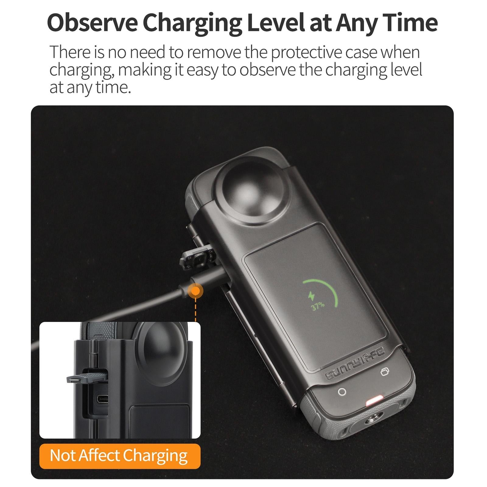 Transparent Black Sunnylife Lens Screen Protector for Insta360 X4 3