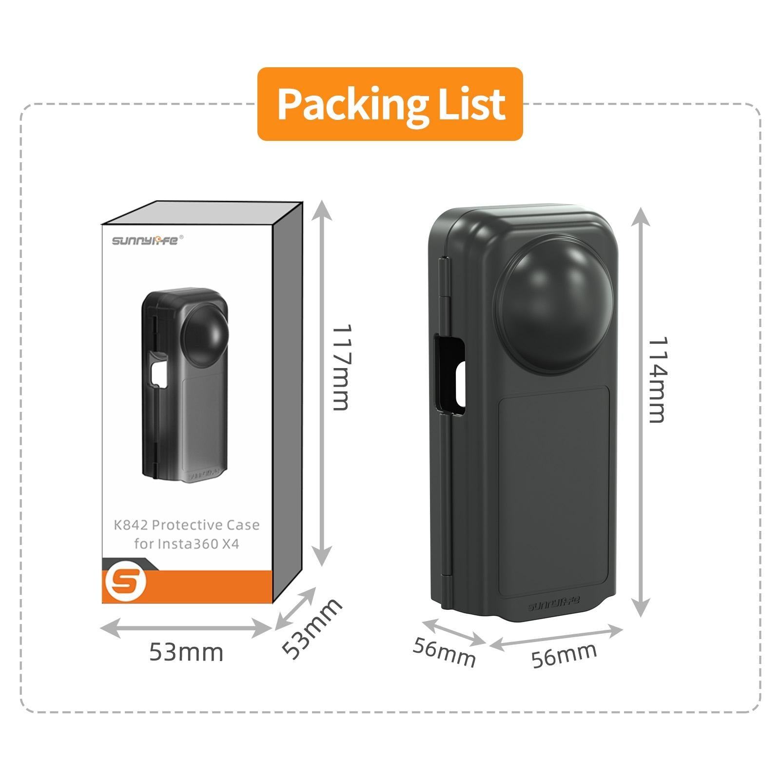Transparent Black Sunnylife Camera Cover for Insta360 X4 with Integrated Lens Screen Protection 4