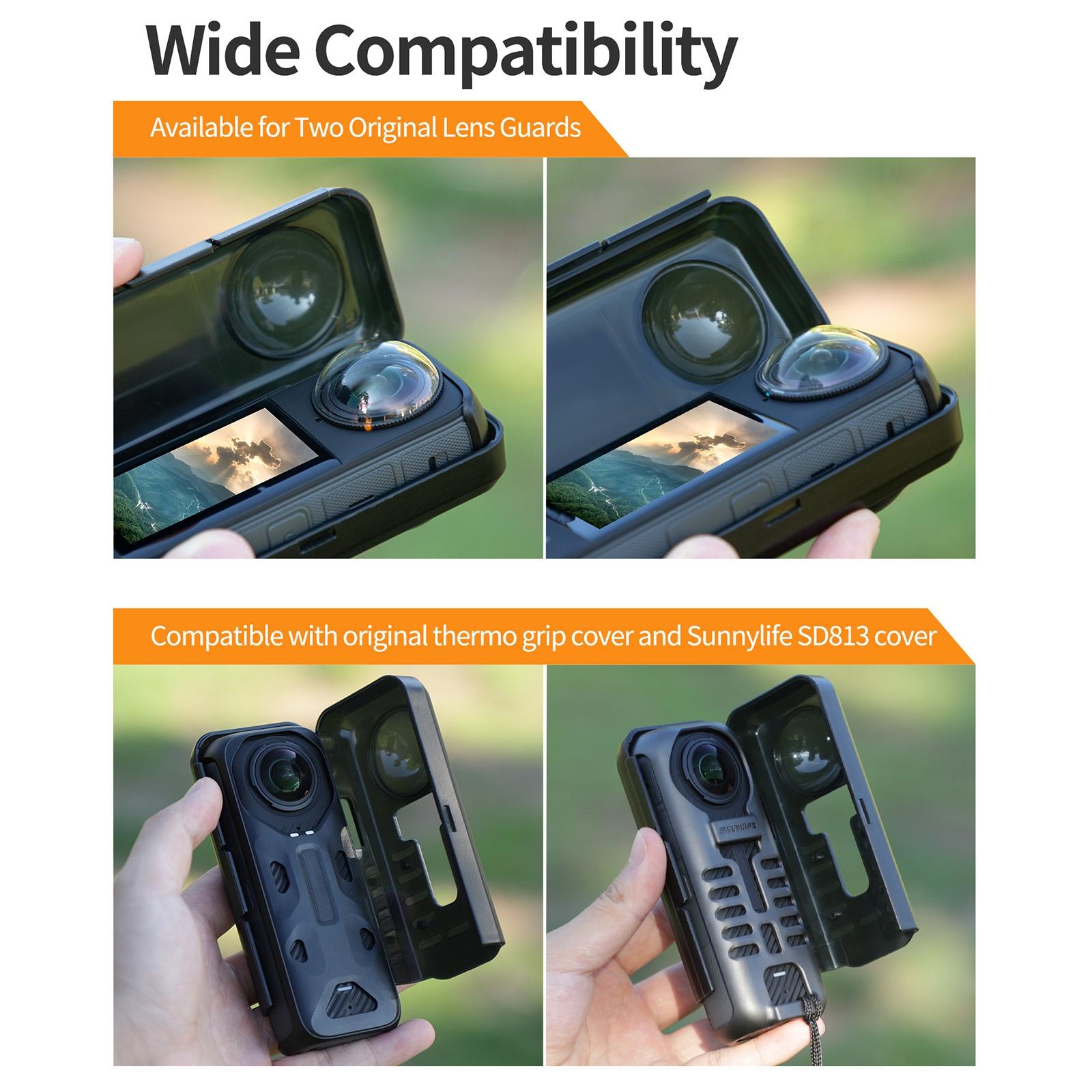 Transparent Black Sunnylife Camera Cover for Insta360 X4 with Integrated Lens Screen Protection 5