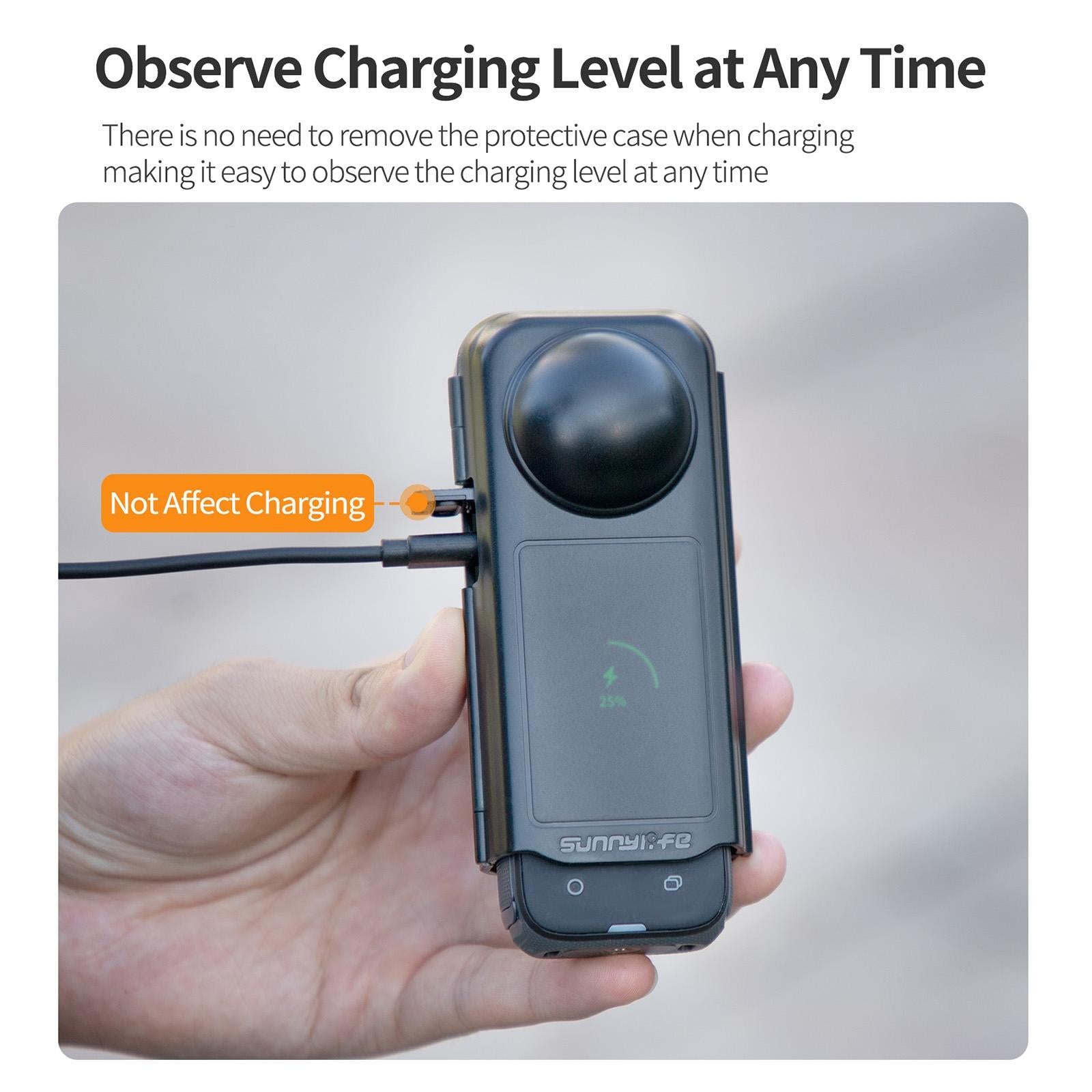 Transparent Black Sunnylife Camera Cover for Insta360 X4 with Integrated Lens Screen Protection 6