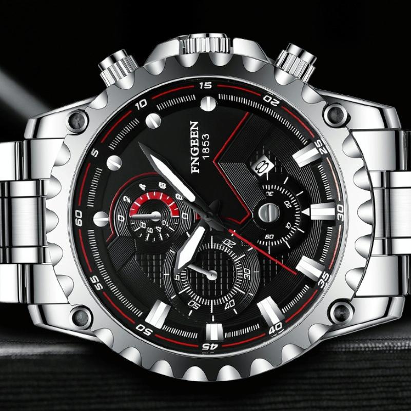 Stainless Steel Waterproof Men Sports Watch - White Net White Shell White Surface 4