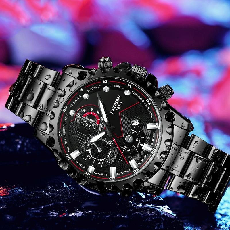 Stainless Steel Waterproof Men Sports Watch - White Net White Shell White Surface 6