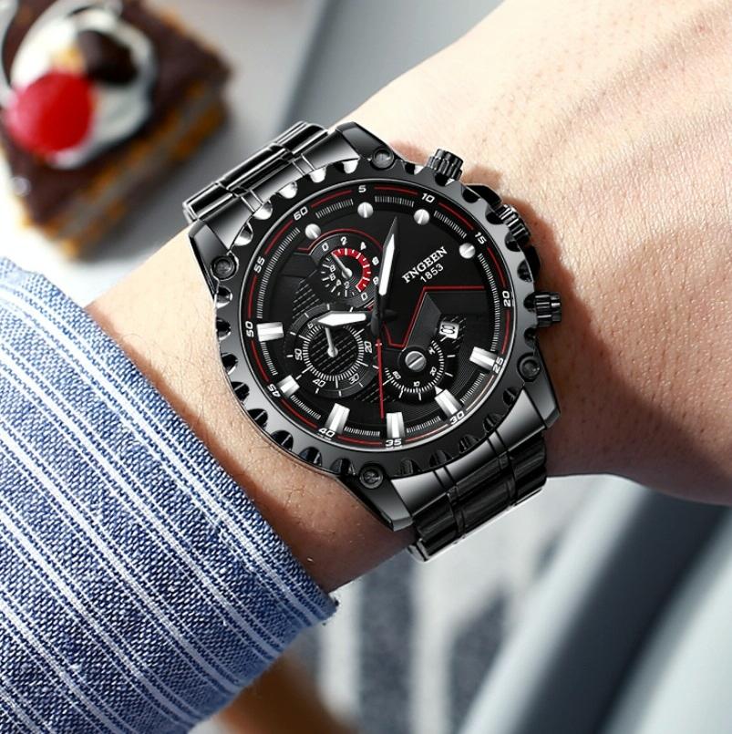 Stainless Steel Waterproof Men Sports Watch - White Net White Shell White Surface 8