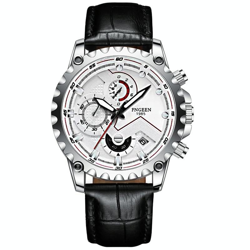 Stainless Steel Waterproof Men Sports Watch - White Net White Shell White Surface 9