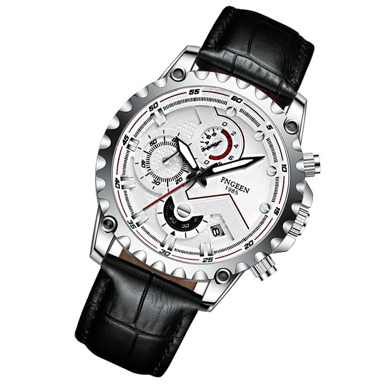 Stainless Steel Waterproof Men Sports Watch - White Net White Shell White Surface 10