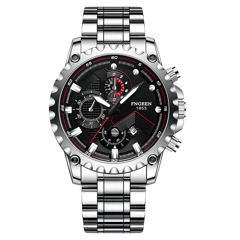 Stainless Steel Waterproof Men Sports Watch - White Net White Shell White Surface 11