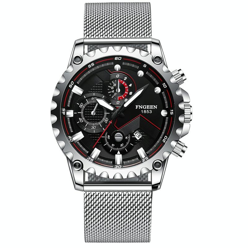 Stainless Steel Waterproof Men Sports Watch - White Net White Shell White Surface 13