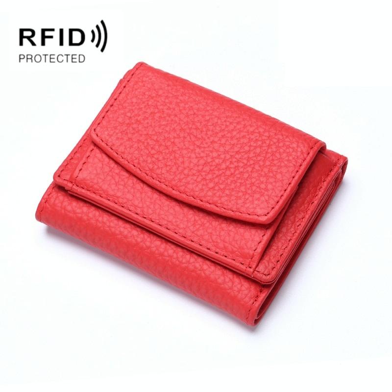 Compact Rfid Leather Coin Purse Wallet - Secure & Stylish - Red 11