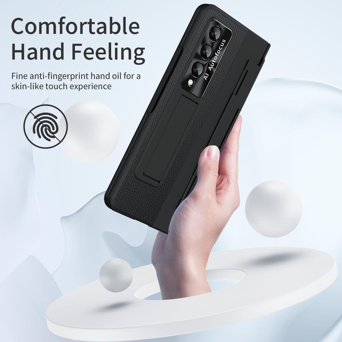For Samsung Galaxy z Fold4 5G Full Coverage Phone Case with Hinge - Integrated Design - Gold + Blue 8