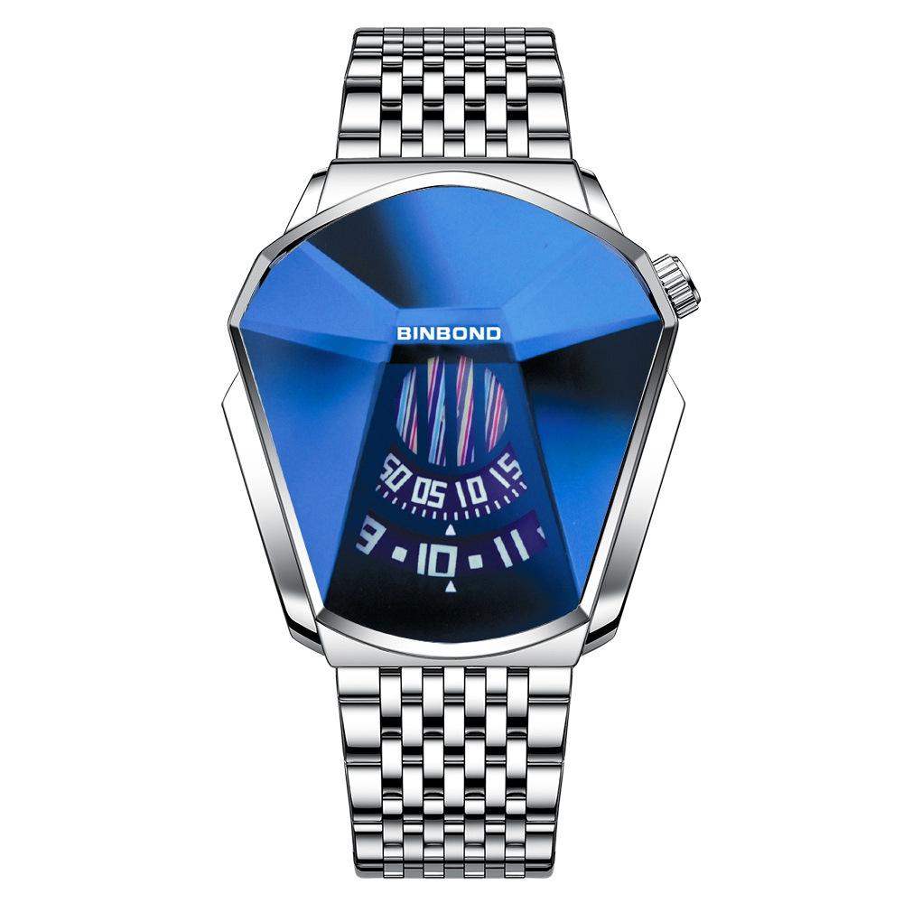 Men Diamond Dial Quartz Watch - Locomotive Concept - Gold Mash Full Gold Golden Surface