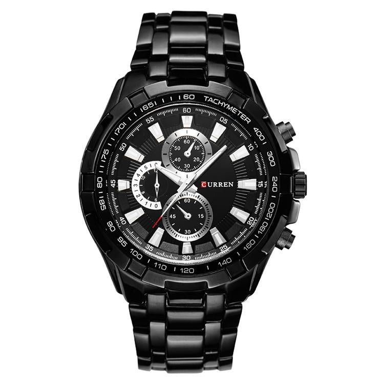 Stainless Steel Men Analog Sport Watch - 8023 - White Case Black Face