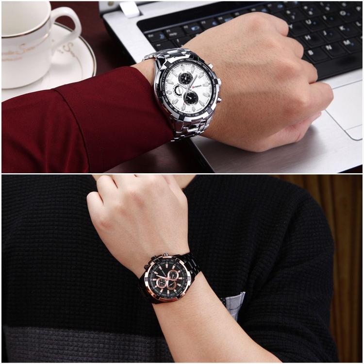 Stainless Steel Men Analog Sport Watch - 8023 - White Case Black Face 8
