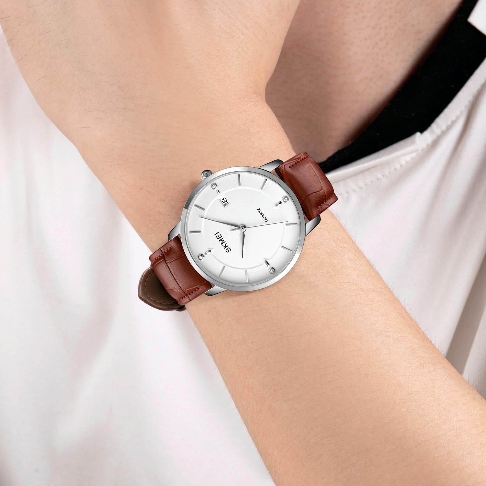 Men Casual Quartz Watch with Calendar - 1801 - Black Steel Belt 6