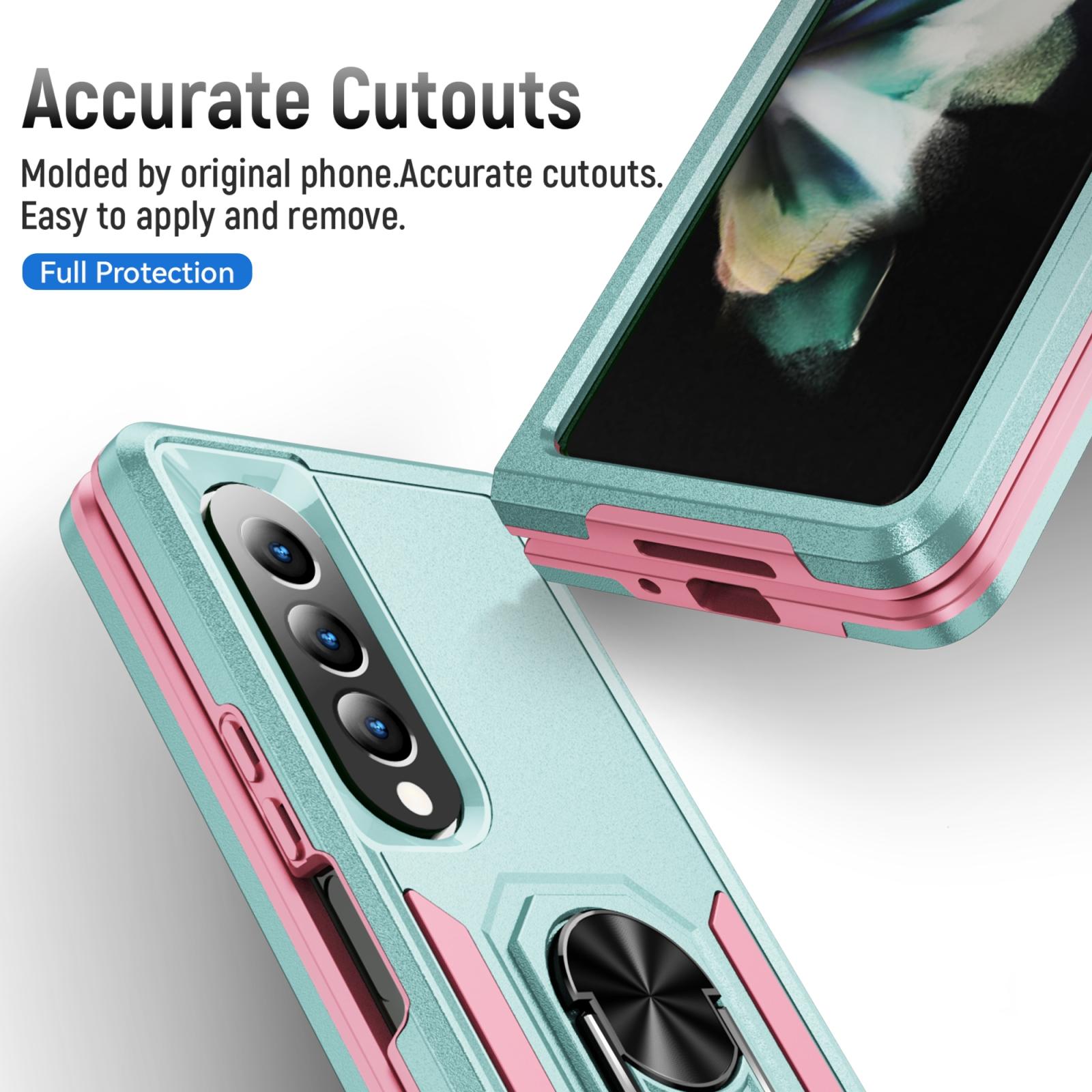 For Samsung Galaxy Z Fold4 5G Shockproof Case With Holder - Pc Tpu - Purple + Black 8