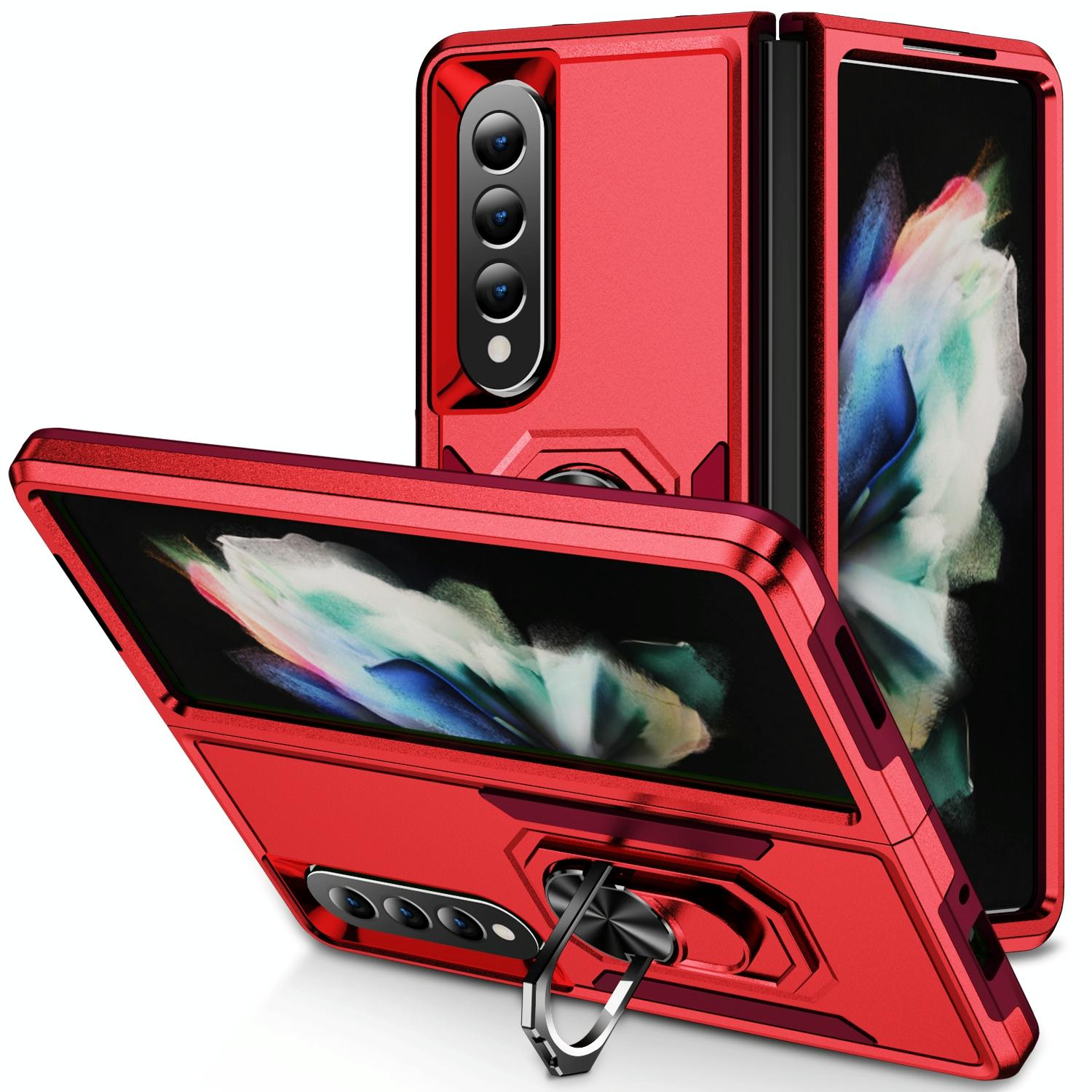 For Samsung Galaxy Z Fold4 5G Shockproof Case With Holder - Pc Tpu - Purple + Black 10