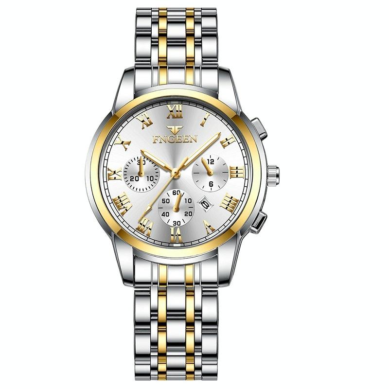 Stylish Women Quartz Watch with Luminous Display and Date - White Steel Pink Surface