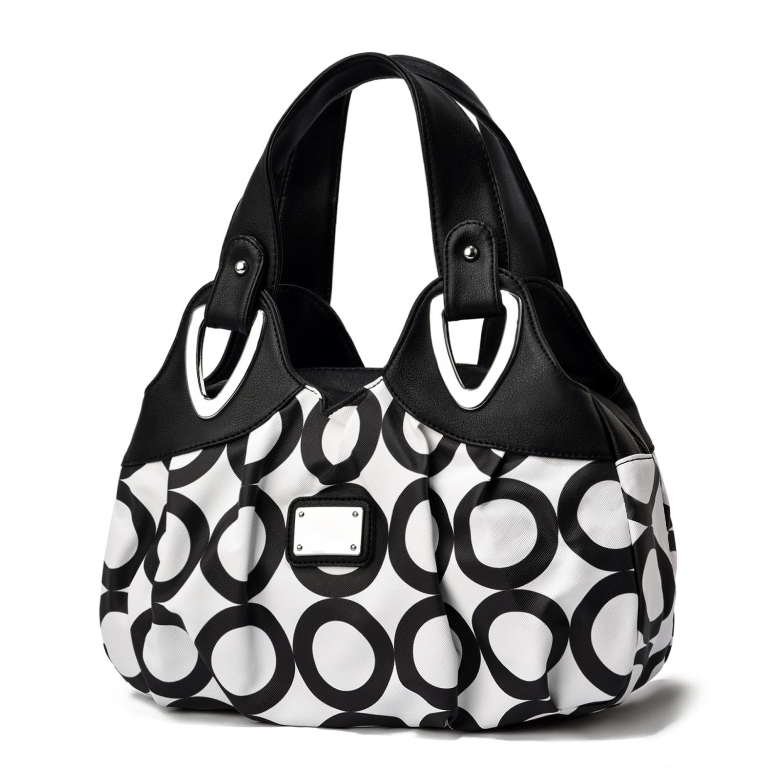 Soft Leather Women Handbag - White Handle Red Rose 14