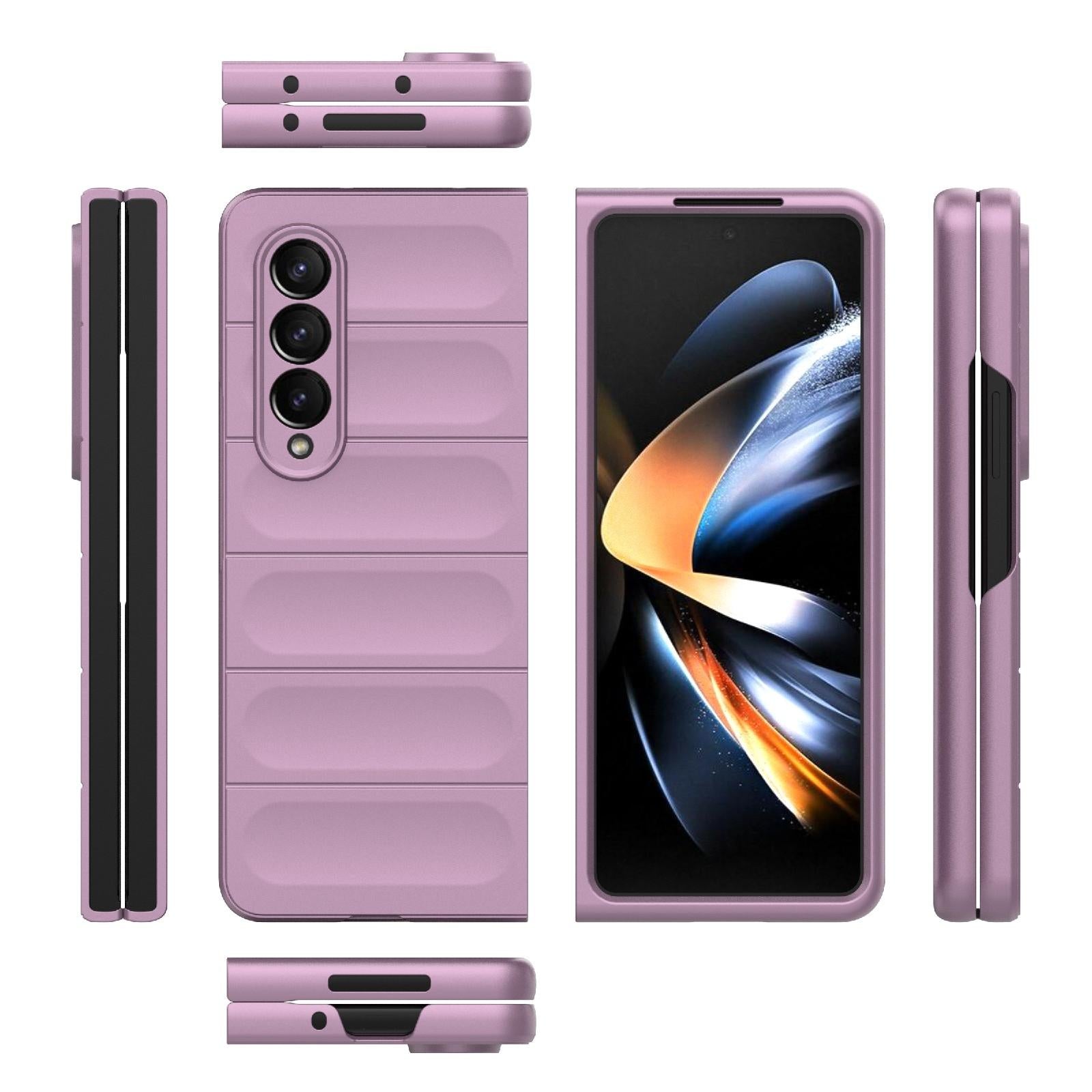 For Samsung Galaxy Z Fold4 5G Foldable Shockproof Phone Case with Magic Shield - Slim Design - Wine Red 8