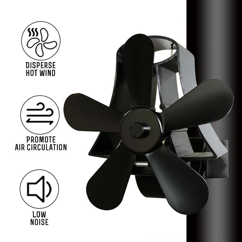 High Temp 5-blade Heat Powered Stove Fan for Fireplaces - Gold 4