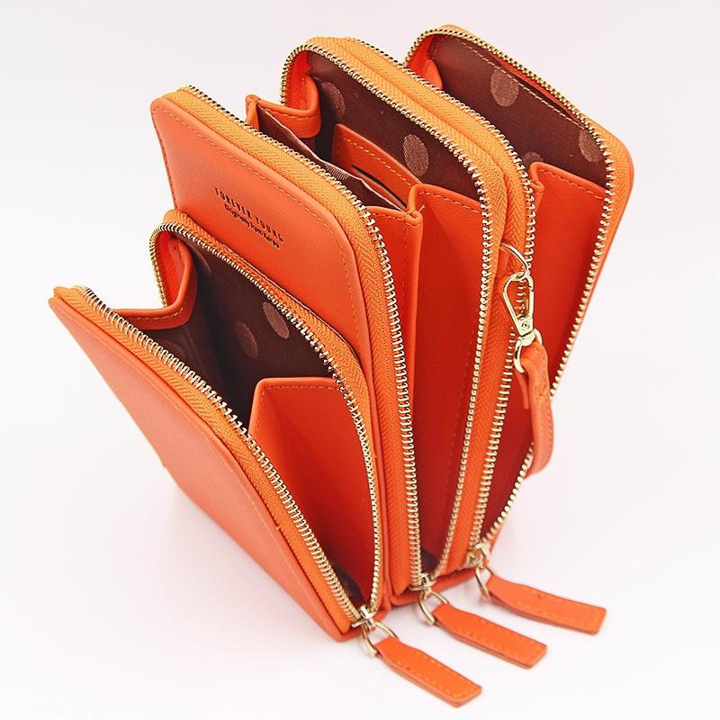 Women Pu Mobile Phone Shoulder Bag Large Capacity - Orange 6
