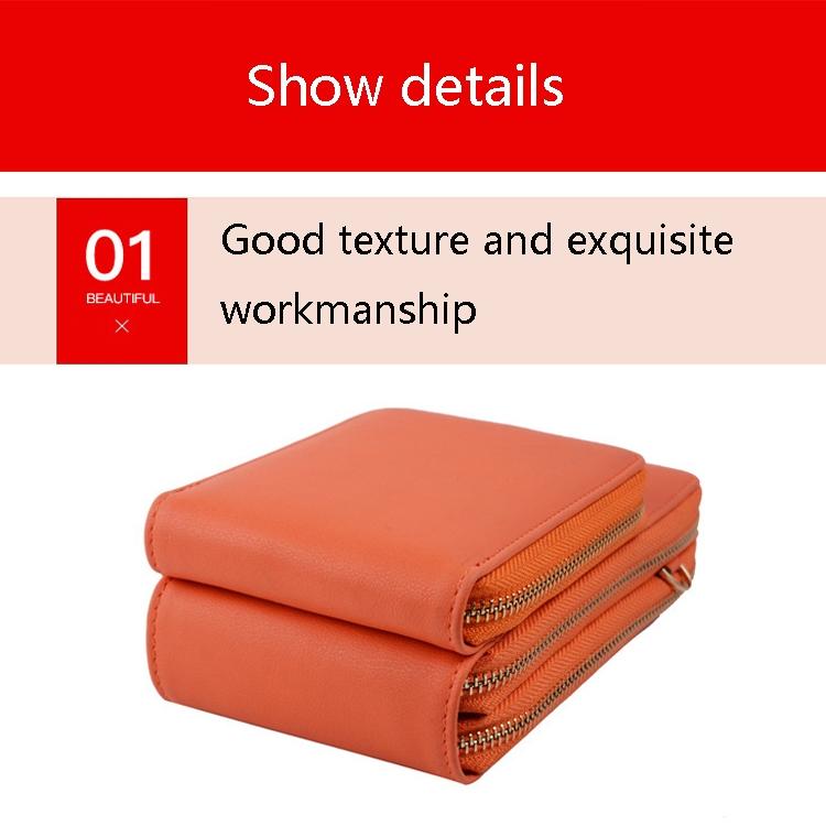 Women Pu Mobile Phone Shoulder Bag Large Capacity - Orange 8