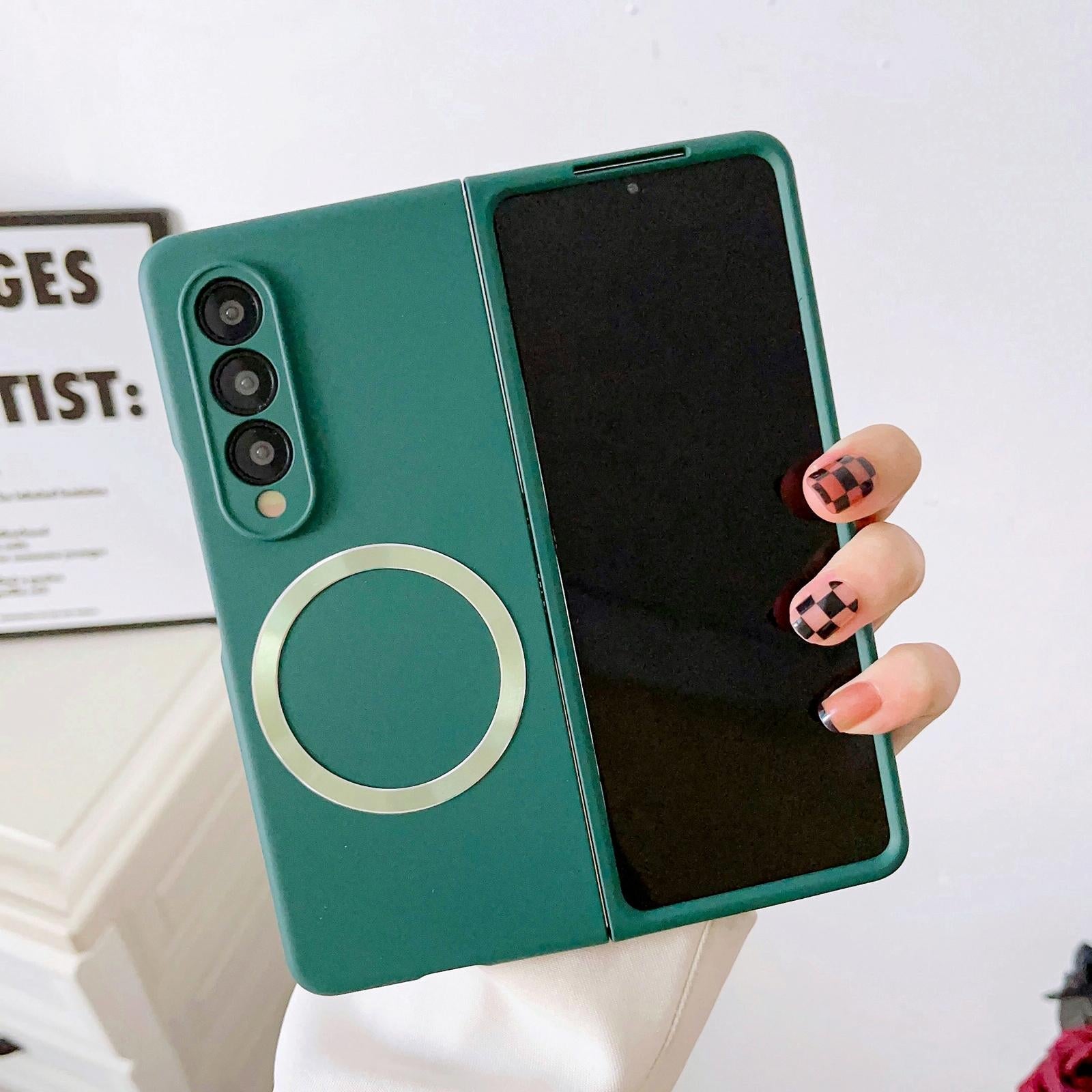 For Samsung Galaxy Z Fold4 5G Magnetic Skin Case - Magsafe - Dark Green 3