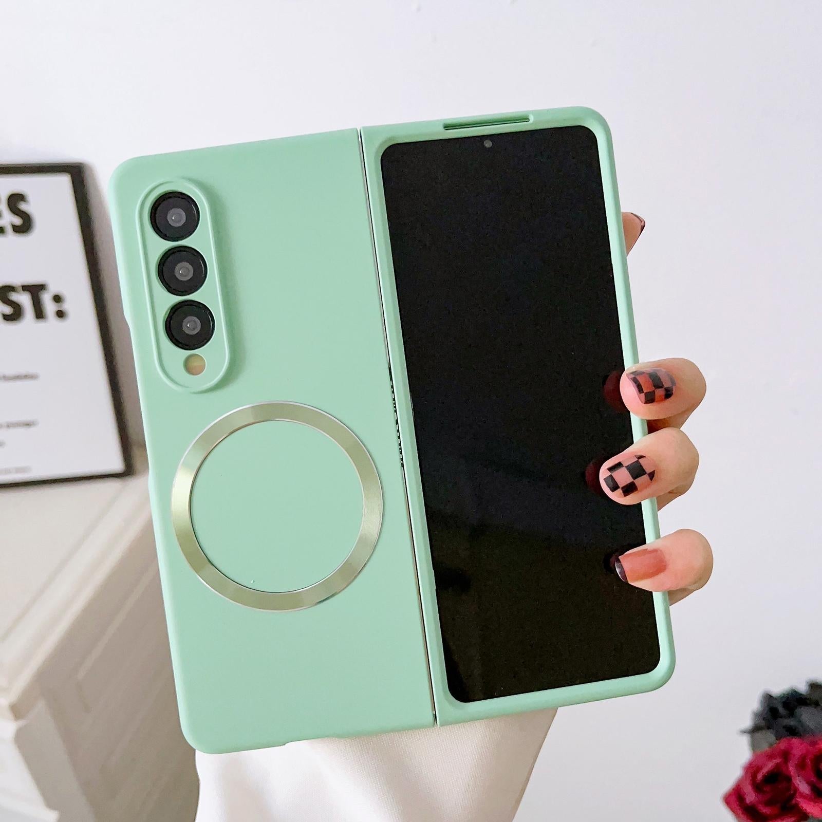 For Samsung Galaxy Z Fold4 5G Magnetic Skin Case - Magsafe - Dark Green 13