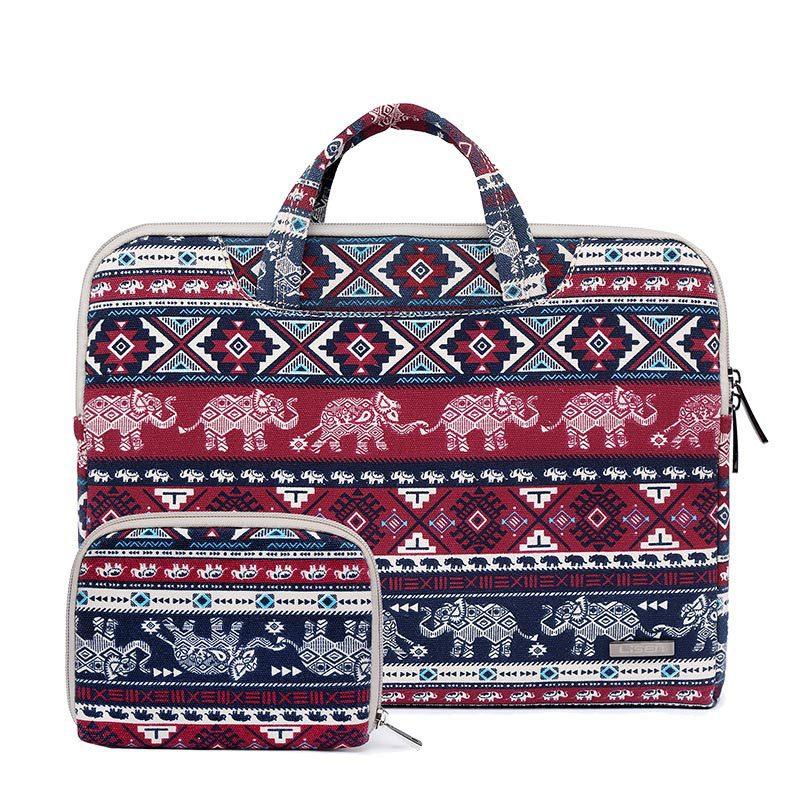 15.6 Inch Simple Business Laptop Bag With Liner - Ls-116 - Canvas Vintage Pattern Pink 11