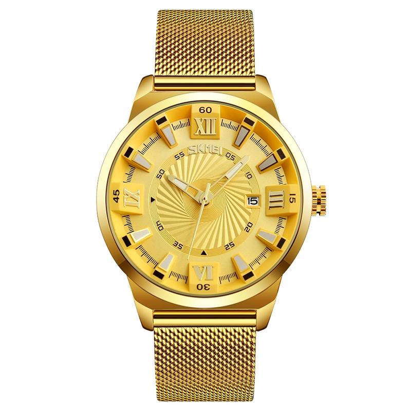 Stylish 30m Waterproof Metal Quartz Men Watch - Gold