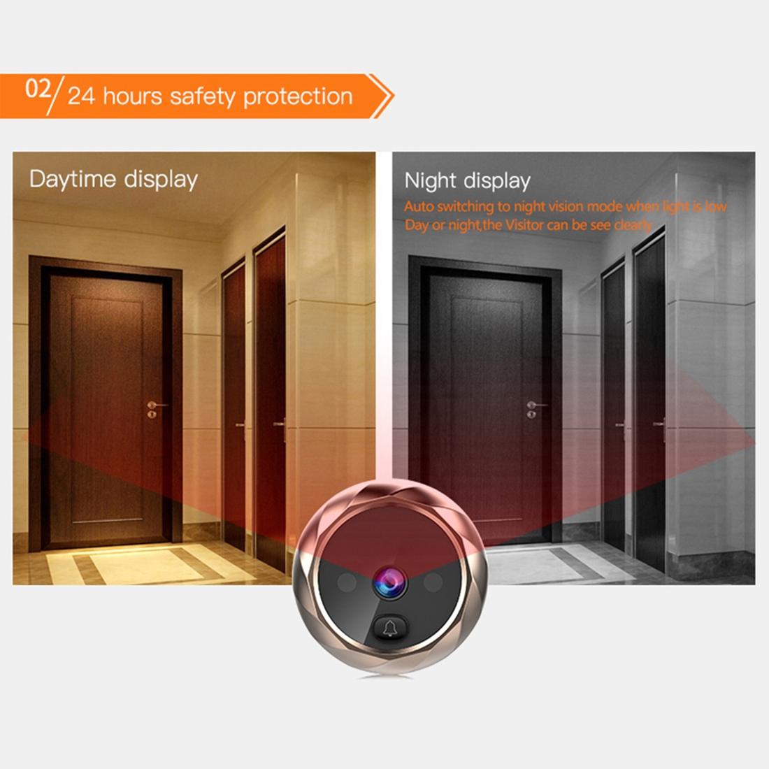 2.8 Lcd Screen Cat Eye Doorbell With Night Vision - Gold 6