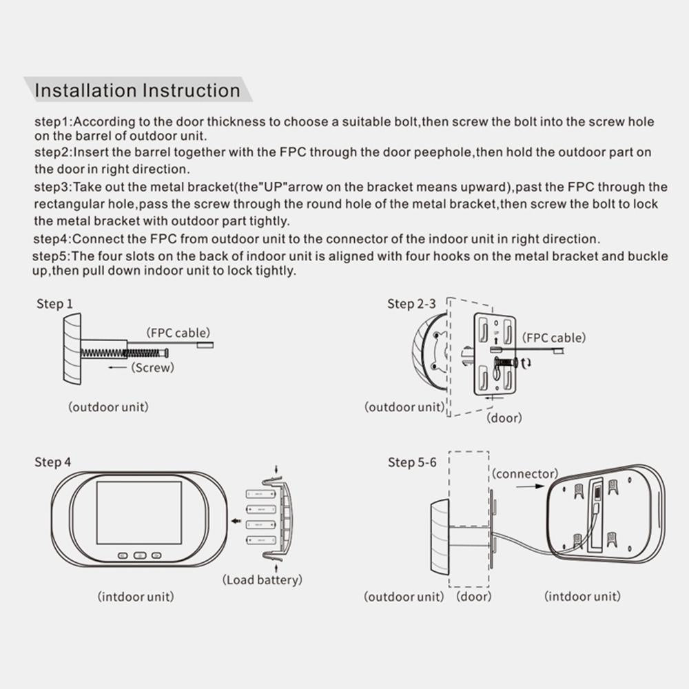 2.8 Lcd Screen Cat Eye Doorbell With Night Vision - Gold 11