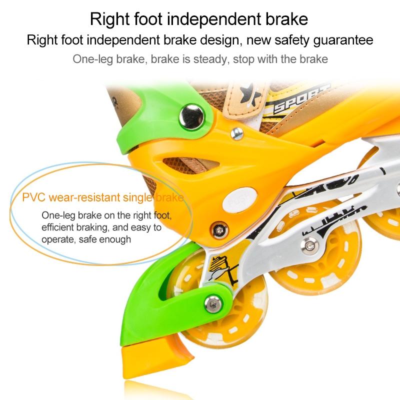 Adjustable Kids Roller Skates Set - Flash Wheels Size m - Gold 8