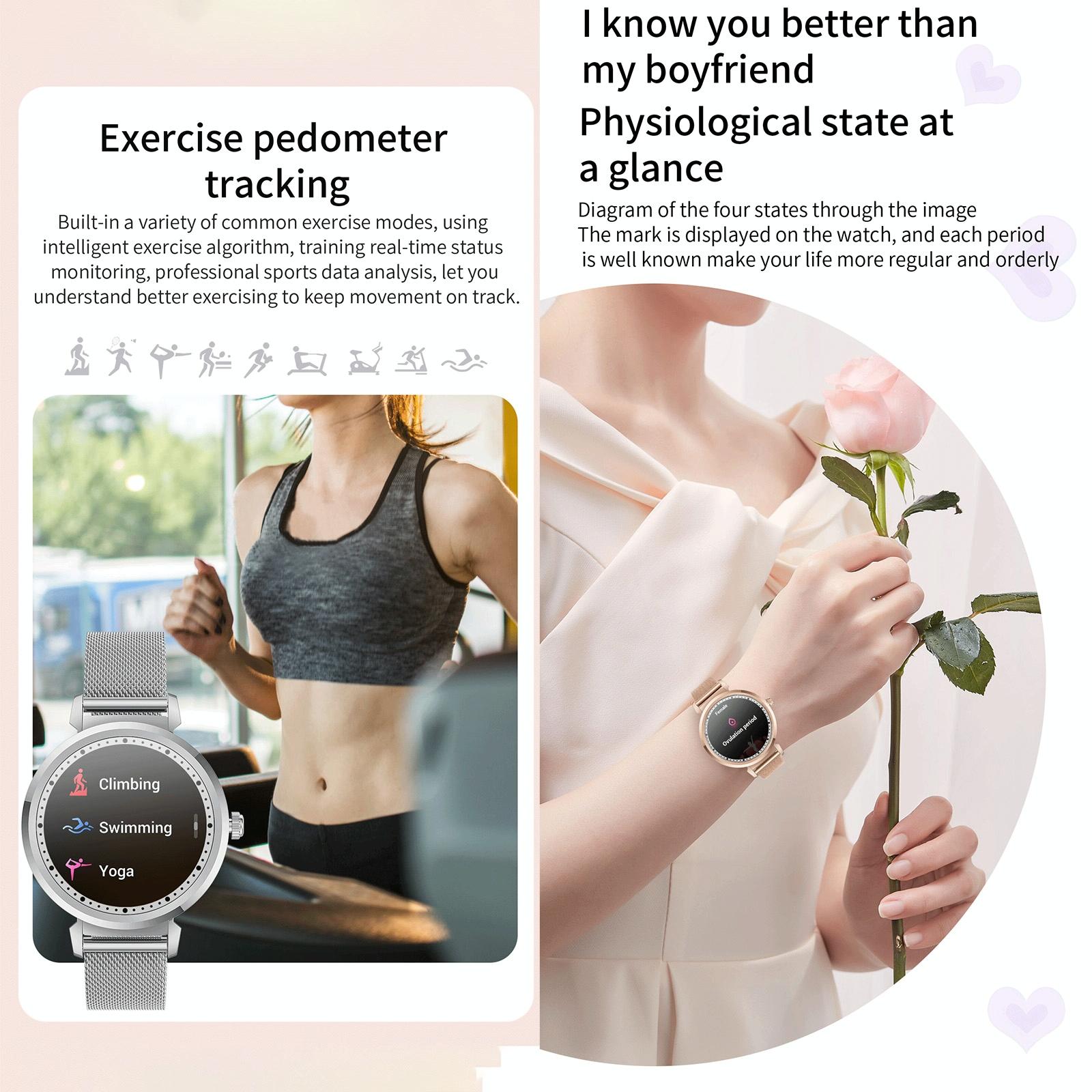 Menstrual Period Smart Bracelet With Blood Pressure And Heart Rate Monitoring - Gold 11