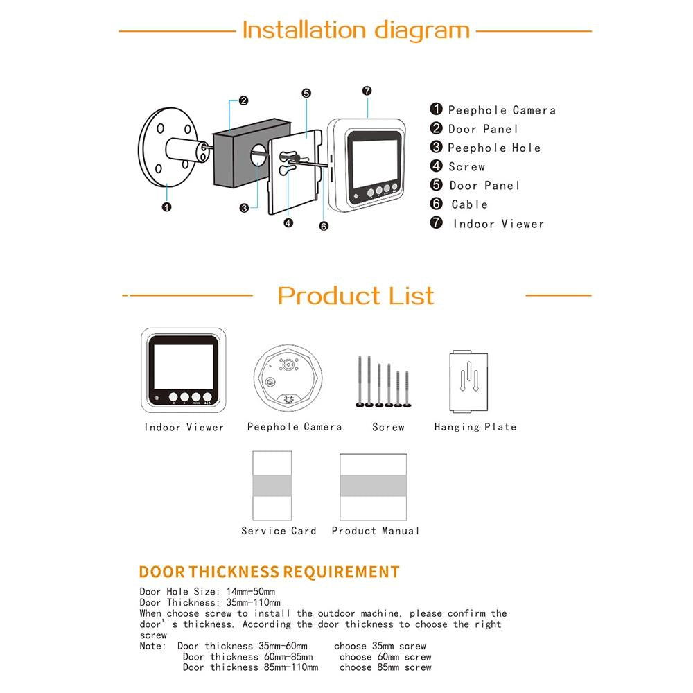 2.4 Screen 2.0Mp Security Camera With Night Vision And Video Recording - No Disturb Peephole Viewer - Gold 12
